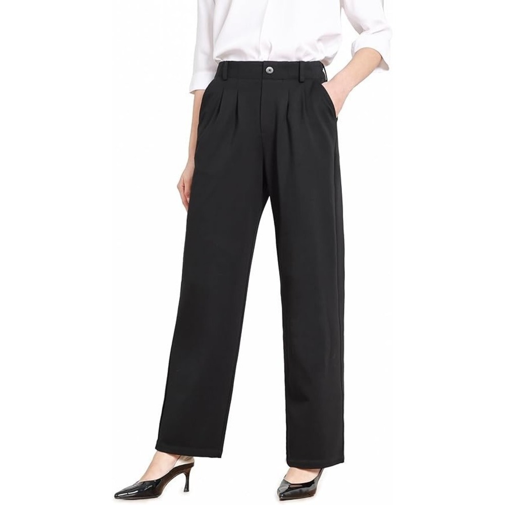 Bamans Women's‎ Small US 4-6 Dress Pants Black Wide Leg W/Pockets Size NWT